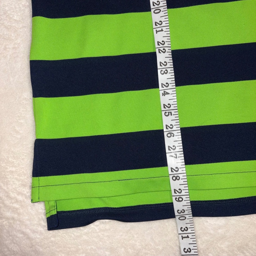 RLX RALPH LAUREN Polo Shirt Mens Large Green Navy Striped Performance Golf Tee - Picture 11 of 12
